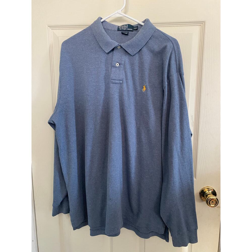 Polo Ralph Lauren Long Sleeve Polo Shirt - XXL - Heather Blue (Read)
